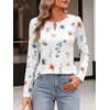 image:imageANRABESS Long Sleeve Shirts for Women Metal Keyhole Neck Tops  Solid amp Floral Print Basic TeeSoft Regular Fit Blouses for Office Business WorkCasual Daily Wear Spring amp FallFloral White