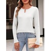 image:imageANRABESS Long Sleeve Shirts for Women Metal Keyhole Neck Tops  Solid amp Floral Print Basic TeeSoft Regular Fit Blouses for Office Business WorkCasual Daily Wear Spring amp FallWhite