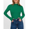 image:imageANRABESS Long Sleeve Shirts for Women Mock Neck Tops  Lettuce Trim Ribbed Knit TShirts Dressy Blouse Slim Fit Summer Tee Business Causal Outfits Fall Layer ClothingGreen
