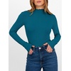 image:imageANRABESS Long Sleeve Shirts for Women Mock Neck Tops  Lettuce Trim Ribbed Knit TShirts Dressy Blouse Slim Fit Summer Tee Business Causal Outfits Fall Layer ClothingLake Blue
