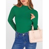 image:imageANRABESS Long Sleeve Shirts for Women Mock Neck Tops  Lettuce Trim Ribbed Knit TShirts Dressy Blouse Slim Fit Summer Tee Business Causal Outfits Fall Layer ClothingGreen