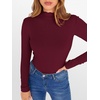 image:imageANRABESS Long Sleeve Shirts for Women Mock Neck Tops  Lettuce Trim Ribbed Knit TShirts Dressy Blouse Slim Fit Summer Tee Business Causal Outfits Fall Layer ClothingWine Red