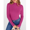 image:imageANRABESS Long Sleeve Shirts for Women Mock Neck Tops  Lettuce Trim Ribbed Knit TShirts Dressy Blouse Slim Fit Summer Tee Business Causal Outfits Fall Layer ClothingHot Pink