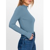 image:imageANRABESS Long Sleeve Shirts for Women Mock Neck Tops  Lettuce Trim Ribbed Knit TShirts Dressy Blouse Slim Fit Summer Tee Business Causal Outfits Fall Layer ClothingGrey Blue