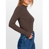 image:imageANRABESS Long Sleeve Shirts for Women Mock Neck Tops  Lettuce Trim Ribbed Knit TShirts Dressy Blouse Slim Fit Summer Tee Business Causal Outfits Fall Layer ClothingCoffee