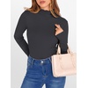 image:imageANRABESS Long Sleeve Shirts for Women Mock Neck Tops  Lettuce Trim Ribbed Knit TShirts Dressy Blouse Slim Fit Summer Tee Business Causal Outfits Fall Layer ClothingDeep Grey