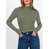 image:imageANRABESS Long Sleeve Shirts for Women Mock Neck Tops  Lettuce Trim Ribbed Knit TShirts Dressy Blouse Slim Fit Summer Tee Business Causal Outfits Fall Layer ClothingSage Green