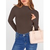 image:imageANRABESS Long Sleeve Shirts for Women Mock Neck Tops  Lettuce Trim Ribbed Knit TShirts Dressy Blouse Slim Fit Summer Tee Business Causal Outfits Fall Layer ClothingCoffee
