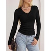 image:imageANRABESS Long Sleeve V Neck Ribbed Shirts for Women  Slim Fitted Knit Tops Comfy Lightweight Casual Work Basic Tees Fall Winter Layering ClothingBlack