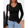 image:imageANRABESS Long Sleeve V Neck Ribbed Shirts for Women  Slim Fitted Knit Tops Comfy Lightweight Casual Work Basic Tees Fall Winter Layering ClothingBlack