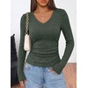 image:imageANRABESS Long Sleeve V Neck Ribbed Shirts for Women  Slim Fitted Knit Tops Comfy Lightweight Casual Work Basic Tees Fall Winter Layering ClothingDeep Green