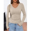 image:imageANRABESS Long Sleeve V Neck Ribbed Shirts for Women  Slim Fitted Knit Tops Comfy Lightweight Casual Work Basic Tees Fall Winter Layering ClothingLight Khaki