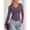 image:imageANRABESS Long Sleeve V Neck Ribbed Shirts for Women  Slim Fitted Knit Tops Comfy Lightweight Casual Work Basic Tees Fall Winter Layering ClothingPurple