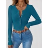 image:imageANRABESS Ribbed Henley Long Sleeve Shirts for Women  Soft Stretch Tops Button Down Slim Basic Layering Tees Casual Daily Wear Going Out Shirts Fall Spring Transition ClothesLake Blue