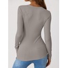 image:imageANRABESS Ribbed Henley Long Sleeve Shirts for Women  Soft Stretch Tops Button Down Slim Basic Layering Tees Casual Daily Wear Going Out Shirts Fall Spring Transition ClothesGrey Khaki