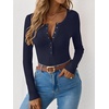 image:imageANRABESS Ribbed Henley Long Sleeve Shirts for Women  Soft Stretch Tops Button Down Slim Basic Layering Tees Casual Daily Wear Going Out Shirts Fall Spring Transition ClothesNavy Blue