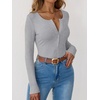 image:imageANRABESS Ribbed Henley Long Sleeve Shirts for Women  Soft Stretch Tops Button Down Slim Basic Layering Tees Casual Daily Wear Going Out Shirts Fall Spring Transition ClothesGrey