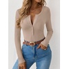 image:imageANRABESS Ribbed Henley Long Sleeve Shirts for Women  Soft Stretch Tops Button Down Slim Basic Layering Tees Casual Daily Wear Going Out Shirts Fall Spring Transition ClothesLight Khaki