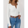 image:imageANRABESS Ribbed Henley Long Sleeve Shirts for Women  Soft Stretch Tops Button Down Slim Basic Layering Tees Casual Daily Wear Going Out Shirts Fall Spring Transition ClothesWhite