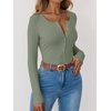 image:imageANRABESS Ribbed Henley Long Sleeve Shirts for Women  Soft Stretch Tops Button Down Slim Basic Layering Tees Casual Daily Wear Going Out Shirts Fall Spring Transition ClothesSage Green