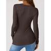 image:imageANRABESS Ribbed Henley Long Sleeve Shirts for Women  Soft Stretch Tops Button Down Slim Basic Layering Tees Casual Daily Wear Going Out Shirts Fall Spring Transition ClothesBrown