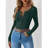 image:imageANRABESS Ribbed Henley Long Sleeve Shirts for Women  Soft Stretch Tops Button Down Slim Basic Layering Tees Casual Daily Wear Going Out Shirts Fall Spring Transition ClothesForest Green