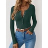 image:imageANRABESS Ribbed Henley Long Sleeve Shirts for Women  Soft Stretch Tops Button Down Slim Basic Layering Tees Casual Daily Wear Going Out Shirts Fall Spring Transition ClothesForest Green