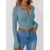 image:imageANRABESS Ribbed Henley Long Sleeve Shirts for Women  Soft Stretch Tops Button Down Slim Basic Layering Tees Casual Daily Wear Going Out Shirts Fall Spring Transition ClothesLight Blue