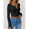 image:imageANRABESS Ribbed Henley Long Sleeve Shirts for Women  Soft Stretch Tops Button Down Slim Basic Layering Tees Casual Daily Wear Going Out Shirts Fall Spring Transition ClothesBlack