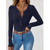 image:imageANRABESS Ribbed Henley Long Sleeve Shirts for Women  Soft Stretch Tops Button Down Slim Basic Layering Tees Casual Daily Wear Going Out Shirts Fall Spring Transition ClothesNavy Blue