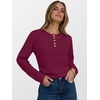 image:imageANRABESS Ribbed Long Sleeve Henley Shirts for Women  Soft lightweight Sweaters Loose Fit Office Work Casual Daily Wear Tunic 2026 Fall Winter Transition OutfitsBurgundy