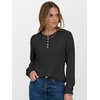 image:imageANRABESS Ribbed Long Sleeve Henley Shirts for Women  Soft lightweight Sweaters Loose Fit Office Work Casual Daily Wear Tunic 2026 Fall Winter Transition OutfitsBlack