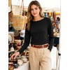 image:imageANRABESS Womens Boat Neck Tops Long Sleeve Shirts  Soft Stretchy Comfort FabricStripedamp FloralDaily Work Going Out TravelDressy CasualFall Winter Outfits ClothesBlack