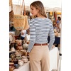 image:imageANRABESS Womens Boat Neck Tops Long Sleeve Shirts  Soft Stretchy Comfort FabricStripedamp FloralDaily Work Going Out TravelDressy CasualFall Winter Outfits ClothesNavy Blue Stripe
