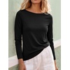 image:imageANRABESS Womens Boat Neck Tops Long Sleeve Shirts  Soft Stretchy Comfort FabricStripedamp FloralDaily Work Going Out TravelDressy CasualFall Winter Outfits ClothesBlack