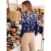 image:imageANRABESS Womens Boat Neck Tops Long Sleeve Shirts  Soft Stretchy Comfort FabricStripedamp FloralDaily Work Going Out TravelDressy CasualFall Winter Outfits ClothesNavy White Leaf