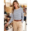 image:imageANRABESS Womens Boat Neck Tops Long Sleeve Shirts  Soft Stretchy Comfort FabricStripedamp FloralDaily Work Going Out TravelDressy CasualFall Winter Outfits ClothesNavy Blue Stripe
