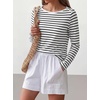 image:imageANRABESS Womens Boat Neck Tops Long Sleeve Shirts  Soft Stretchy Comfort FabricStripedamp FloralDaily Work Going Out TravelDressy CasualFall Winter Outfits ClothesWhite Black Stripe