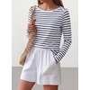 image:imageANRABESS Womens Boat Neck Tops Long Sleeve Shirts  Soft Stretchy Comfort FabricStripedamp FloralDaily Work Going Out TravelDressy CasualFall Winter Outfits ClothesNavy Blue Stripe
