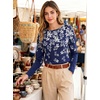 image:imageANRABESS Womens Boat Neck Tops Long Sleeve Shirts  Soft Stretchy Comfort FabricStripedamp FloralDaily Work Going Out TravelDressy CasualFall Winter Outfits ClothesNavy White Leaf