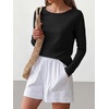 image:imageANRABESS Womens Boat Neck Tops Long Sleeve Shirts  Soft Stretchy Comfort FabricStripedamp FloralDaily Work Going Out TravelDressy CasualFall Winter Outfits ClothesBlack