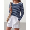 image:imageANRABESS Womens Boat Neck Tops Long Sleeve Shirts  Soft Stretchy Comfort FabricStripedamp FloralDaily Work Going Out TravelDressy CasualFall Winter Outfits ClothesBlue White Stripe