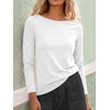 image:imageANRABESS Womens Boat Neck Tops Long Sleeve Shirts  Soft Stretchy Comfort FabricStripedamp FloralDaily Work Going Out TravelDressy CasualFall Winter Outfits ClothesWhite