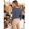 image:imageANRABESS Womens Boat Neck Tops Long Sleeve Shirts  Soft Stretchy Comfort FabricStripedamp FloralDaily Work Going Out TravelDressy CasualFall Winter Outfits ClothesBlue White Stripe
