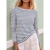 image:imageANRABESS Womens Boat Neck Tops Long Sleeve Shirts  Soft Stretchy Comfort FabricStripedamp FloralDaily Work Going Out TravelDressy CasualFall Winter Outfits ClothesNavy Blue Stripe