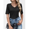 image:imageANRABESS Womens Half Sleeve Tops V Neck Shirts  Comfy Soft Basic Fit Tee Business Casual Work Daily Wear TShirts Summer Spring Trendy ClothesBlack