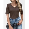 image:imageANRABESS Womens Half Sleeve Tops V Neck Shirts  Comfy Soft Basic Fit Tee Business Casual Work Daily Wear TShirts Summer Spring Trendy ClothesBrown