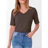 image:imageANRABESS Womens Half Sleeve Tops V Neck Shirts  Comfy Soft Basic Fit Tee Business Casual Work Daily Wear TShirts Summer Spring Trendy ClothesBrown