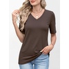 image:imageANRABESS Womens Half Sleeve Tops V Neck Shirts  Comfy Soft Basic Fit Tee Business Casual Work Daily Wear TShirts Summer Spring Trendy ClothesBrown