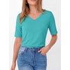 image:imageANRABESS Womens Half Sleeve Tops V Neck Shirts  Comfy Soft Basic Fit Tee Business Casual Work Daily Wear TShirts Summer Spring Trendy ClothesCyan
